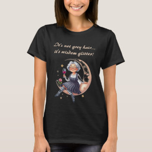 Niet grijs haar wijsheid glitter t-shirt