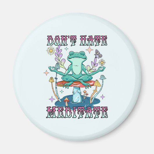 Niet Haten, Mediteren - Mediteren Kikker & Bloem Magneet (Voorkant)