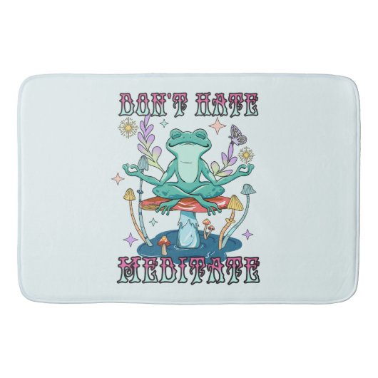 "Niet haten, mediteren" | Vreedzame kikker en bloe Badmat (Voorkant)