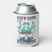 "Niet haten, mediteren" | Vreedzame kikker en bloe Blikjeskoeler (Blikje Achterkant)