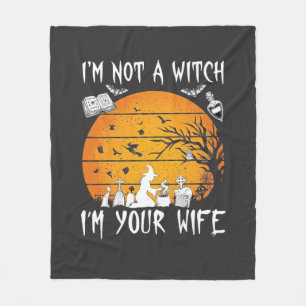 Niet Heks Vrouw Halloween Zonsondergang Ketel_1 Fleece Deken