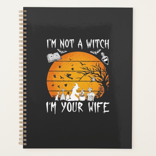 Niet Heks Vrouw Halloween Zonsondergang Ketel_1 Planner (Voorkant)