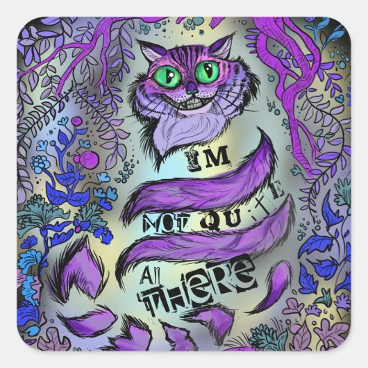 Niet helemaal hier, Crazy Cat Vierkante Sticker (Voorkant)