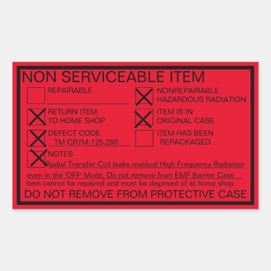 Niet-herhaalbare lekken-straler rechthoekige sticker (Voorkant)