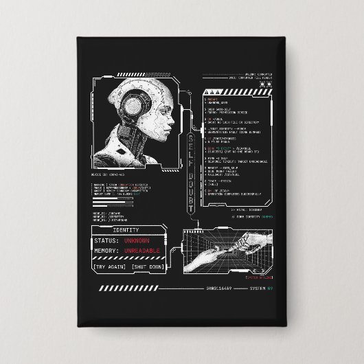 Niet herkend - Techno-Brutalist Streetwear Design Button (Voorkant)