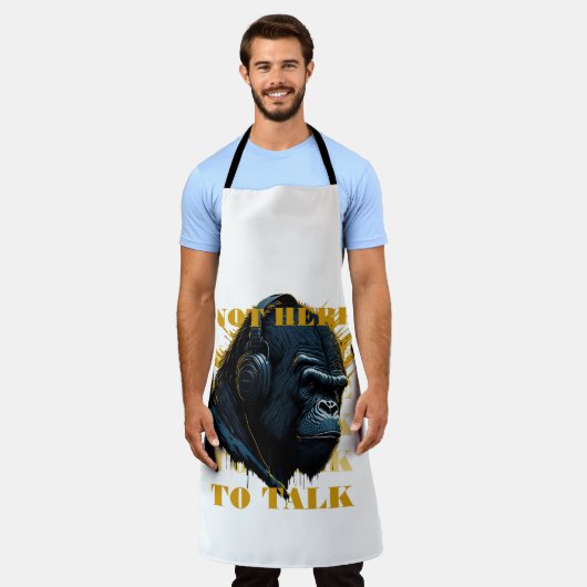 Niet hier om te praten schort (Gedragen)