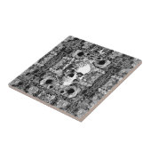 Niet hier,  schedel en papavers. tegeltje (Zijkant)