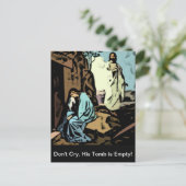 Niet huilen, de tombe is leeg briefkaart (Staand voorkant)