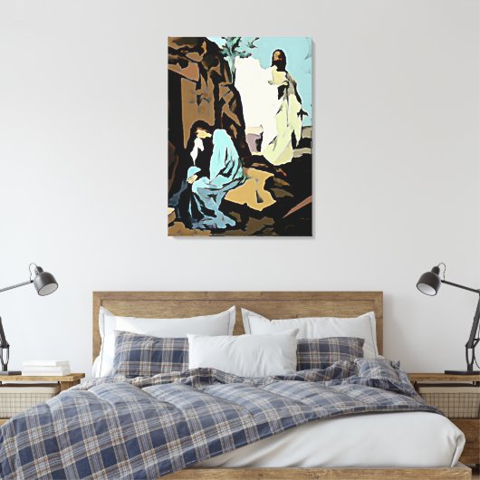 Niet huilen Mary, zijn graf is leeg! Canvas Afdruk (Insitu (Slaapkamer))