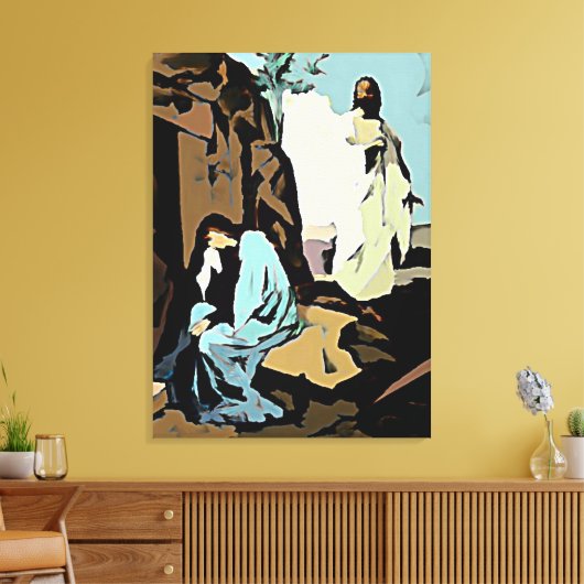 Niet huilen Mary, zijn graf is leeg! Canvas Afdruk (Insitu (Woonkamer))
