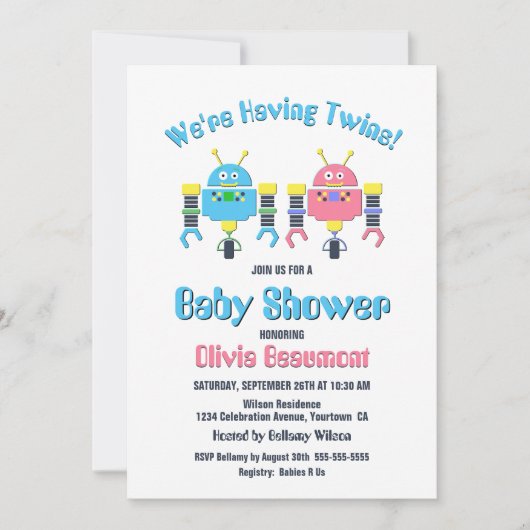 Niet-identieke tweelingbaby's Baby shower Kaart (Voorkant)