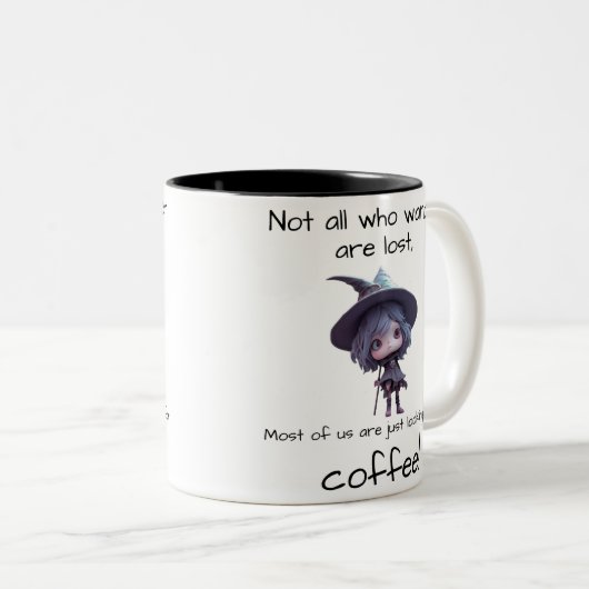 Niet iedereen die afdwaalt is verloren, tweekleurige koffiemok (Voorkant rechts)