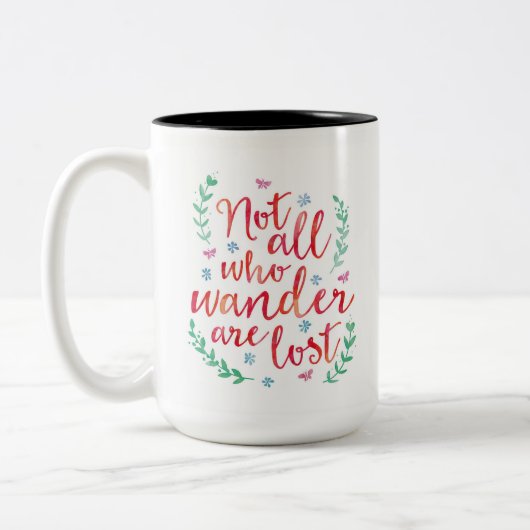 Niet iedereen die afdwaalt zijn verloren Twee geti Tweekleurige Koffiemok (Links)