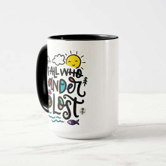 Niet iedereen die de wand kwijt is, mok (Voorkant links)