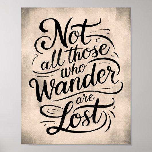 Niet iedereen die rondloopt is verloren, rustiek poster (Voorkant)