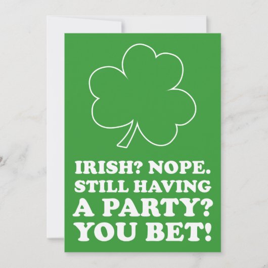 Niet-Ierse St. Patrick's Day Party Invite Kaart (Voorkant)