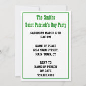 Niet-Ierse St. Patrick's Day Party Invite Kaart (Achterkant)