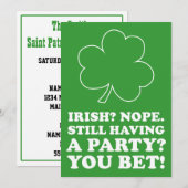 Niet-Ierse St. Patrick's Day Party Invite Kaart (Voorkant / Achterkant)