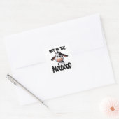 "Niet in de MOOOOOD" Koe quote Vierkante Sticker (Envelop)