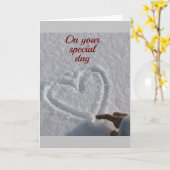 *NIET IN STONE...MAAR IN DE SNEEUW* HAPPY BIRTHDAY KAART (Gele Bloem)