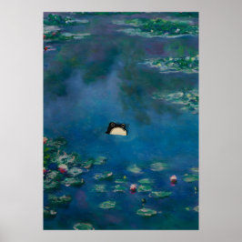 Niet-ingedrukte kikker, Monet Waterlly kikker prin Poster