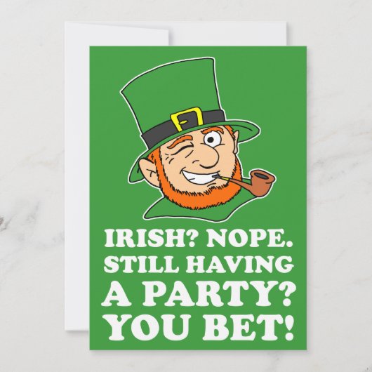 Niet Irish Leprechaun St Patrick's Party Invite Kaart (Voorkant)