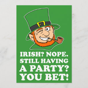 Niet Irish Leprechaun St Patrick's Party Invite Kaart