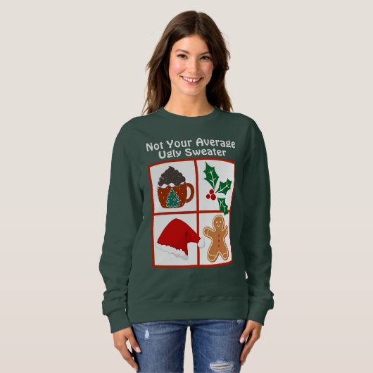 "Niet je gemiddelde" lelijke kersttrui Trui (Voorkant volledig)