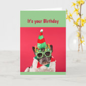 Niet jong voor nog onvolgroeid Funny Dog Kaart (Gele Bloem)