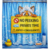 Niet Kijken – Private Douche Tijd | Grappige Badka Douchegordijn (Voorkant)