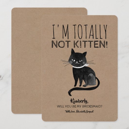 Niet Kitten Grappig Bruidsmeisje Uitnodiging (Voorkant / Achterkant)