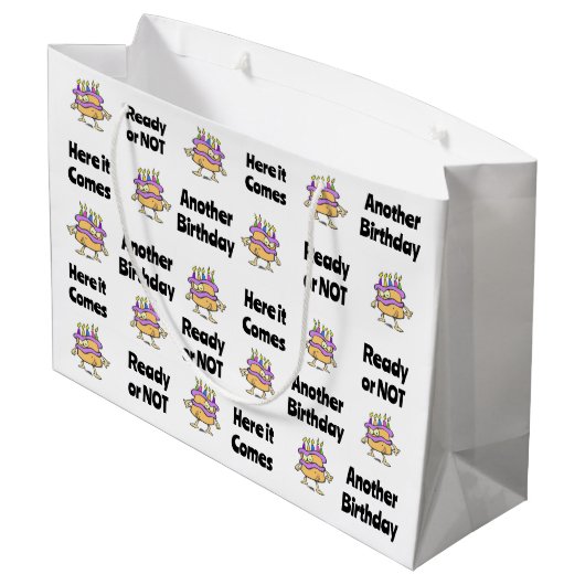 Niet klaar voor een verjaardagscadeau groot cadeauzakje (Achterkant Gekanteld)