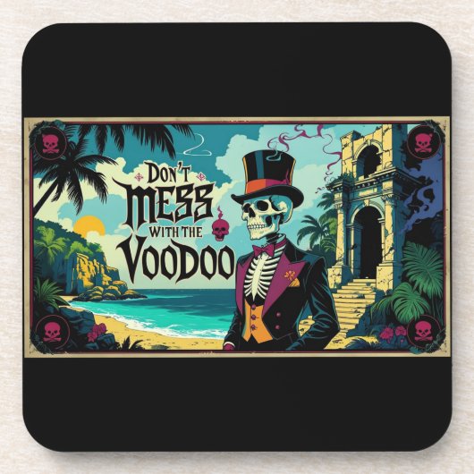 Niet knoeien met de voodoo bier onderzetter (Voorkant)