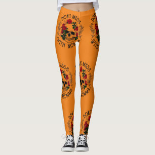 Niet knoeien met mama, bloemenhalloween schedel leggings