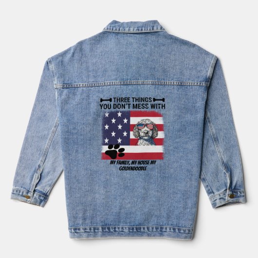 Niet knoeien met mijn familie vrijheid Goldendoodl Denim Jacket (Achterkant)