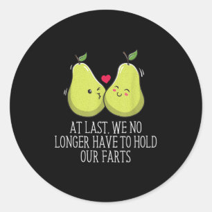 Niet langer hoeft te houden onze scheten bruiloft ronde sticker