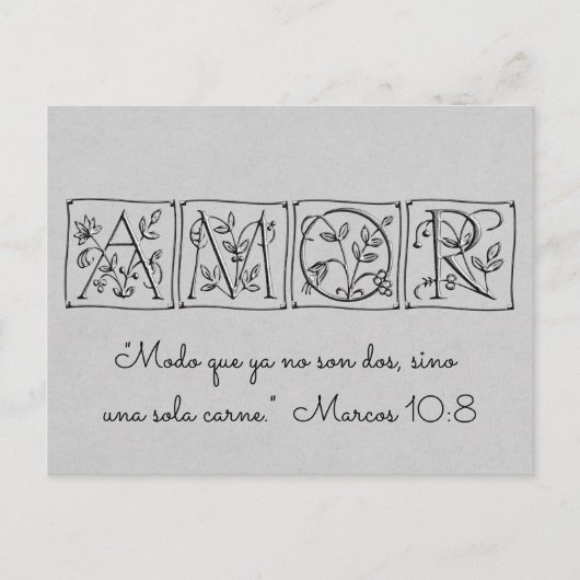 Niet langer twee maar één vlees ~ Schrift ~ Spaans Uitnodiging Briefkaart (Voorkant)