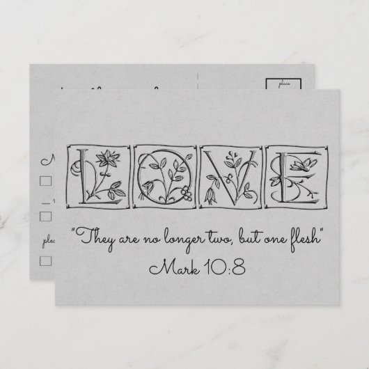 Niet langer twee-maar één vlees ~ Schrift ~ Trouwe Uitnodiging Briefkaart (Voorkant / Achterkant)