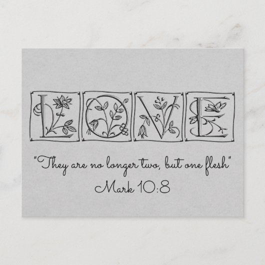 Niet langer twee-maar één vlees ~ Schrift ~ Trouwe Uitnodiging Briefkaart (Voorkant)