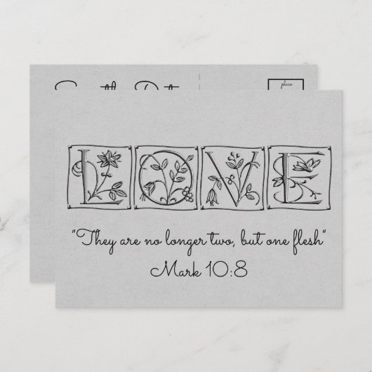 Niet langer twee-maar één vlees ~ Schriftgedeelte  Aankondigingskaart (Voorkant / Achterkant)