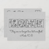 Niet langer twee-maar één vlees ~ Schriftgedeelte Aankondigingskaart (Voorkant / Achterkant)