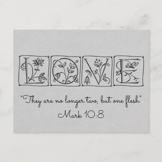 Niet langer twee-maar één vlees ~ Schriftgedeelte Aankondigingskaart (Voorkant)