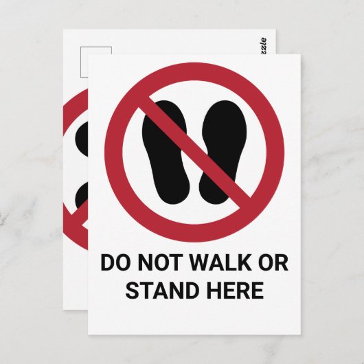 Niet lopen of staan hier, verbodsbord briefkaart (Voorkant / Achterkant)