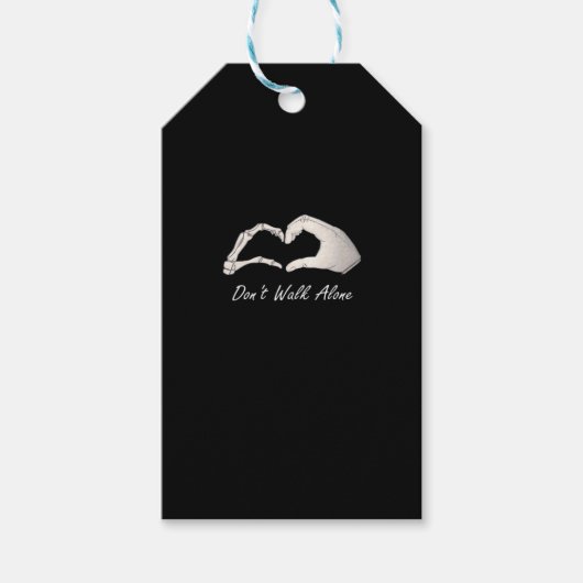 Niet lopen - White Classic - Skeleton Hands Hearts Cadeaulabel (Voorkant)
