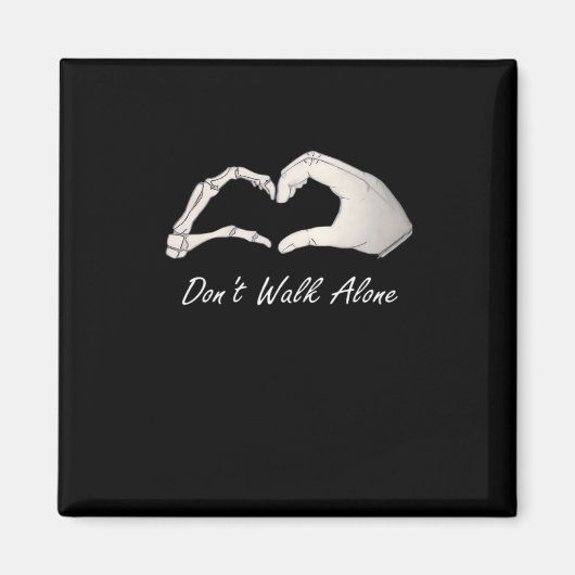 Niet lopen - White Classic - Skeleton Hands Hearts Magneet (Voorkant)