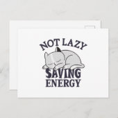 Niet lui, energiebesparende kat briefkaart (Voorkant / Achterkant)