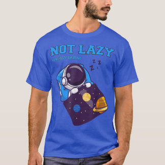 Niet luie energiebesparing, grappige astronaut die t-shirt