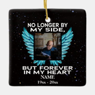 Niet meer aan mijn kant, gedenkfoto-keepslag keramisch ornament