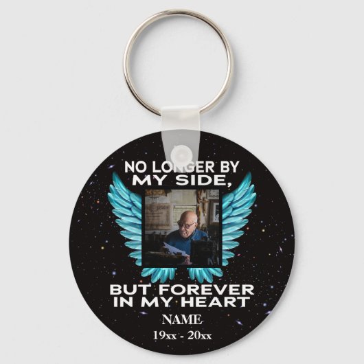 Niet meer aan mijn kant, gedenkfoto-keepslag sleutelhanger (Voorkant)