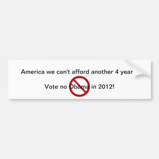 NIET MEER OBAMA BUMPERSTICKER (Voorkant)